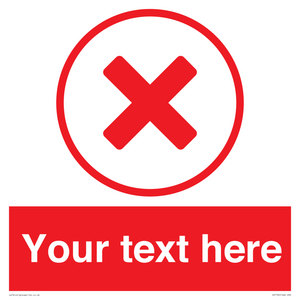 Custom red background, red cross in circle sign